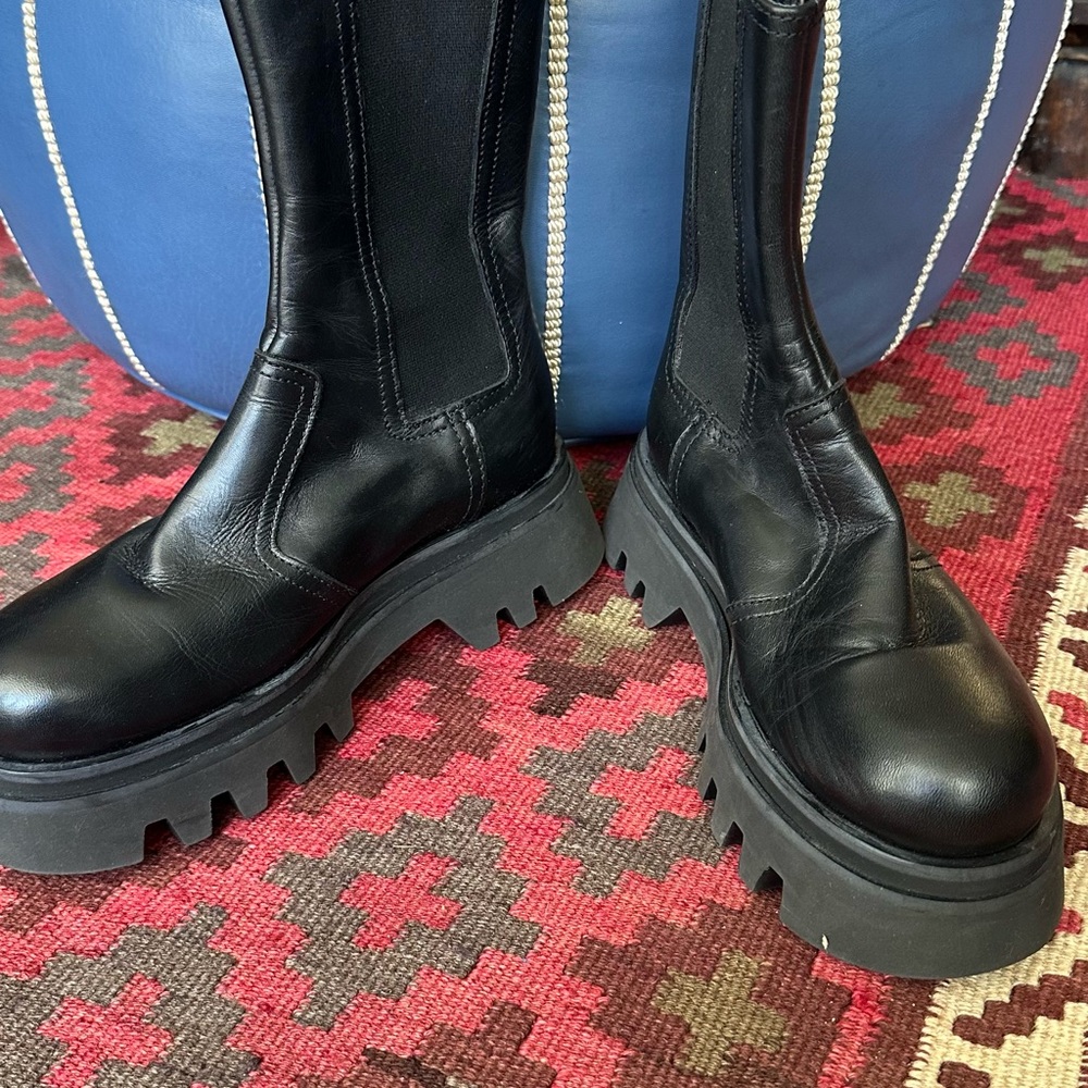 Zara Black Chunky Combat Boots